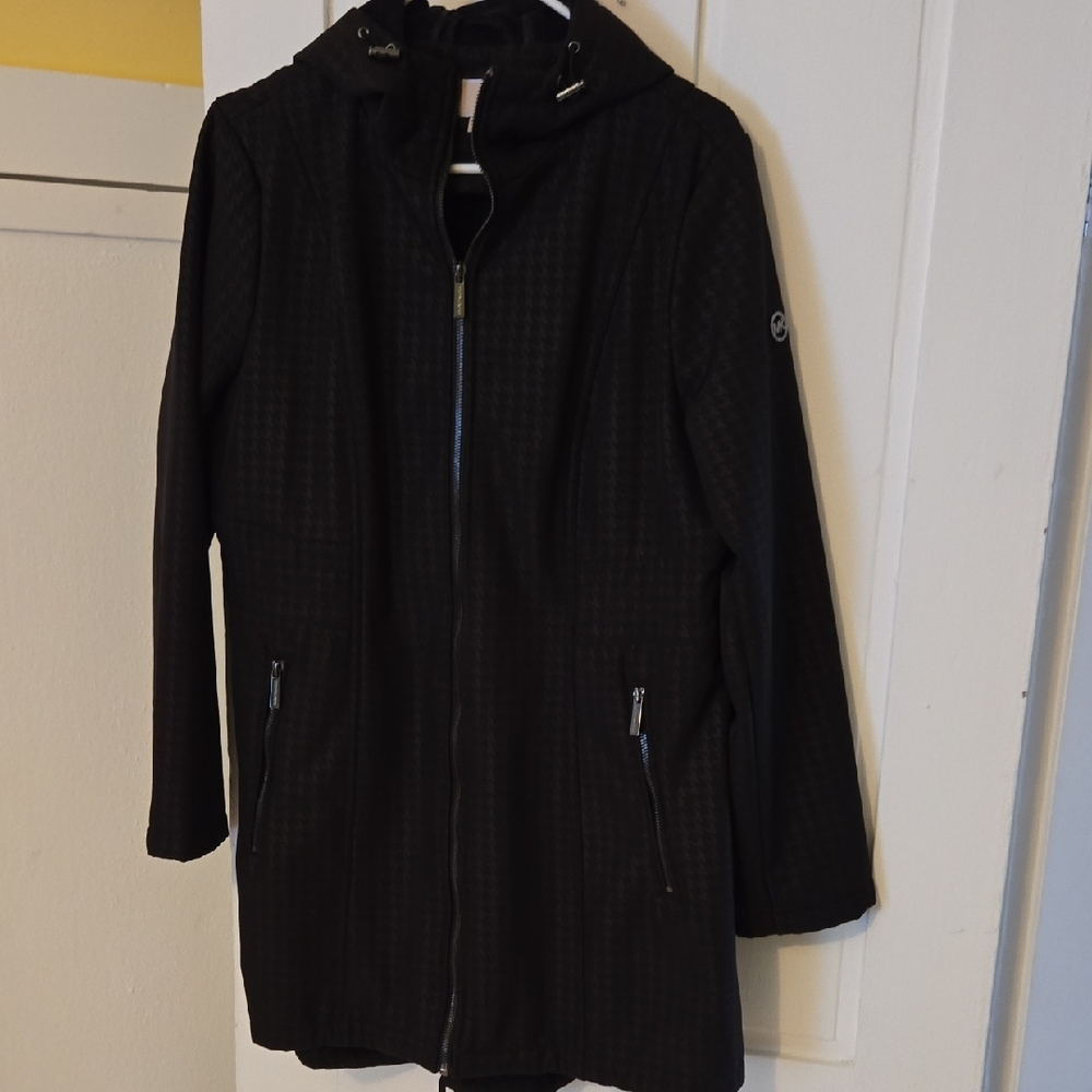 Michael Kors Houndstooth Print Jacket with Hood